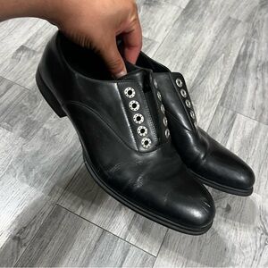 Cesare Paciotti Mens Shoes Size 6 US Black Laceless Derby